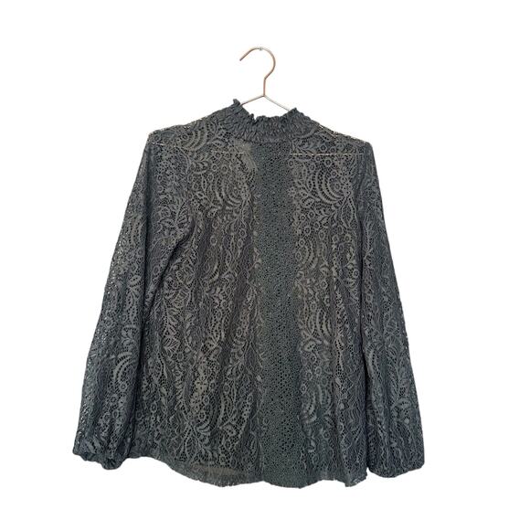 Cable & Gauge olive green lace mock long sleeve blouse size medium - Picture 1 of 5
